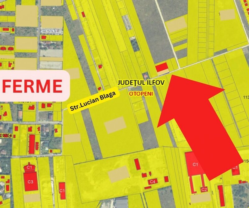 Otopeni, Ferme, Str. Lucian Blaga, teren de vanzare  768 mp, comision 0%